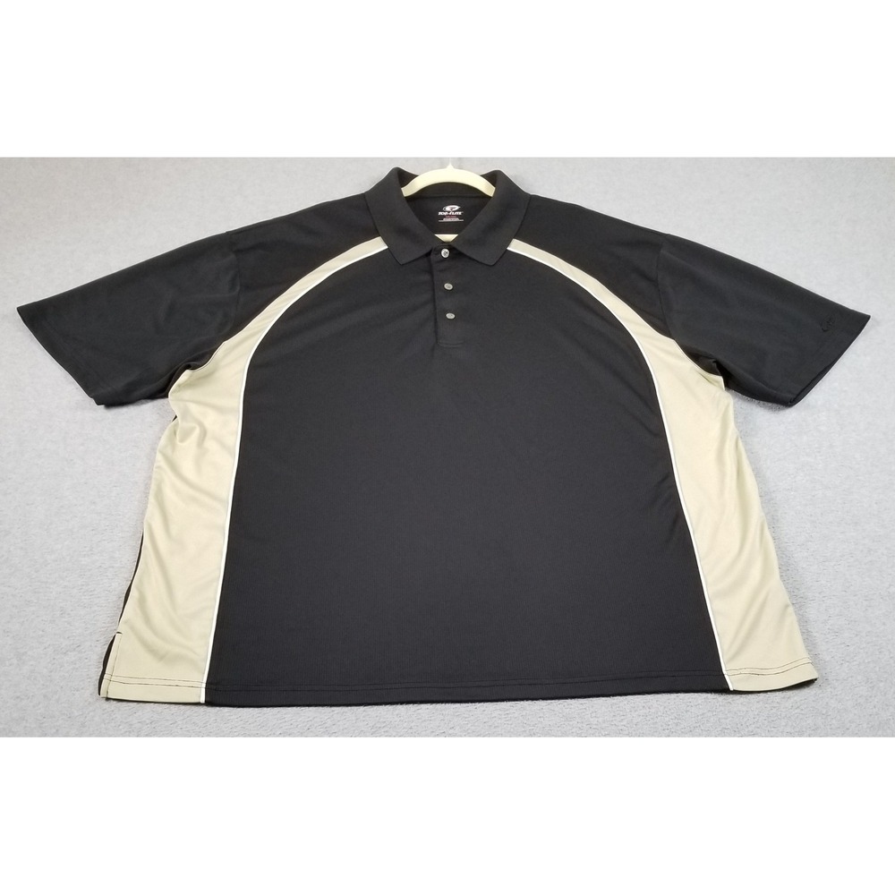 Top Flite Polo Shirt Mens 3XL XXXL Black Tan Golf Performance Short Sleeve Gym